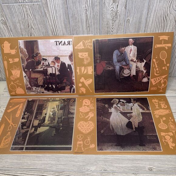 Norman Rockwell Saturday Evening Post Laminated Placemats Set Of 4 Vintage 1973 - Picture 1 of 16